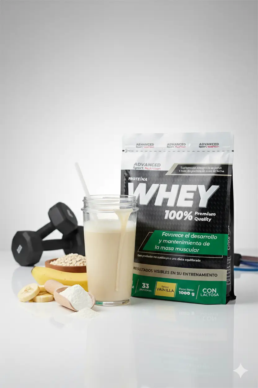 Suplemento en polvo a base de proteína de suero de leche que favorece el desarrollo y mantenimiento de la masa muscular.